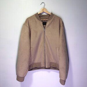 Abercrombie Men’s Vegan Suede Bomber Jacket | Light Brown | Size XL | Excellent